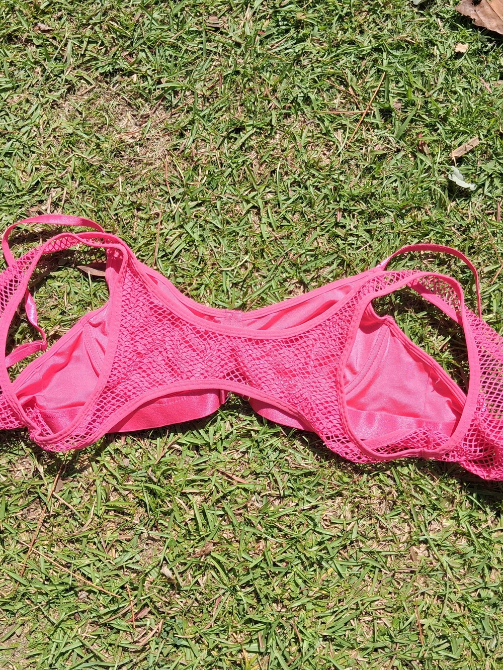 SHEIN Hot Pink Mesh Bralette